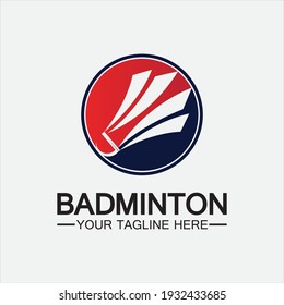 Badminton Logo vector icon illustration design template.Badminton Shuttlecock icon logo.Badminton sport logo template vector. Sport club logo concept