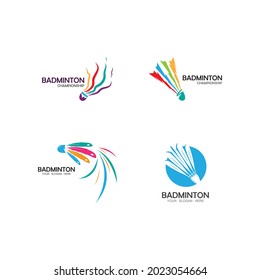 Badminton Logo vector icon illustration design template.Badminton Shuttlecock icon logo.Badminton sport logo template vector. Sport club logo concept