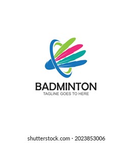 Badminton Logo vector icon illustration design template.Badminton Shuttlecock icon logo.Badminton sport logo template vector. Sport club logo concept