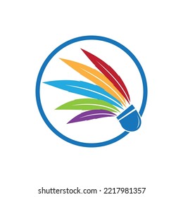 Badminton Logo vector icon illustration design template.Badminton Shuttlecock icon logo.Badminton sport logo template vector. Sport club logo concept