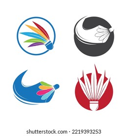 Badminton Logo vector icon illustration design template.Badminton Shuttlecock icon logo.Badminton sport logo template vector. Sport club logo concept