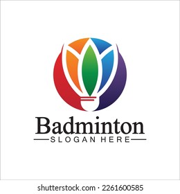 Badminton Logo vector icon illustration design template. Badminton Shuttlecock icon logo. Badminton sport logo template vector. Sport club logo concept