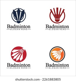 Badminton Logo vector icon illustration design template. Badminton Shuttlecock icon logo. Badminton sport logo template vector. Sport club logo concept
