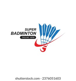 badminton logo vector icon illustration design. logo for championship, club, and competition