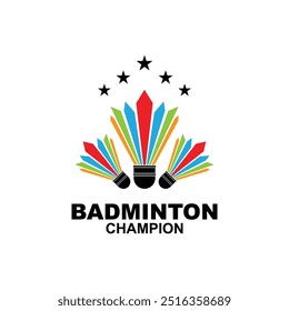 Badminton Logo vector icon illustration design template. Badminton Shuttlecock icon logo.  Sport club logo concept