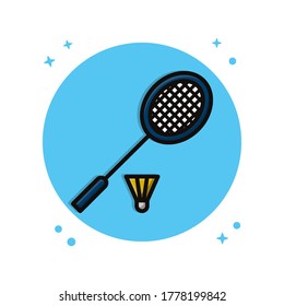 Badminton Logo Vector Symbol Illustration. Racket and Shuttlecock. Icon Sport Design