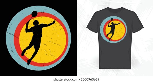 Badminton Lover Funny Vintage Badminton Racket T-shirt Design