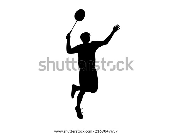 Badminton Man Silhouette High Vector Stock Vector (Royalty Free ...