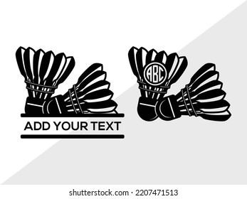Badminton Monogram SVG Printable Vector Illustration