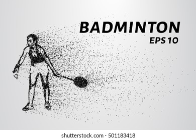 Badminton of particles. Badminton consists of small circles. Badminton into smaller molecules.