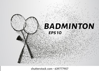 Badminton of particles. Badminton consists of small circles and dots. Vector illustration