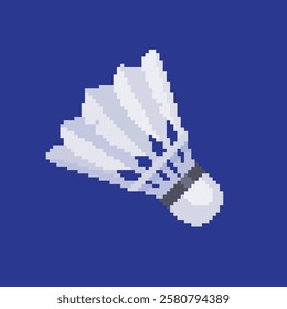 badminton pixel art, vector illustration on isolated background.