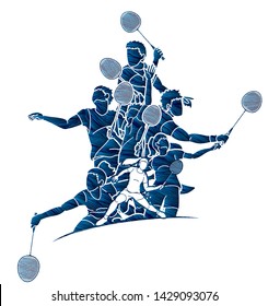 Badminton Player Action Cartoon Graphic Vector Stock Vector (Royalty ...