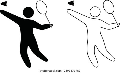 Badminton Player in Action Icons