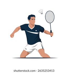 Badminton Player in Action with racket and Shuttlecock