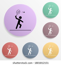 Badminton player badge color set icon. Simple glyph, flat vector of sport icons for ui and ux, website or mobile application