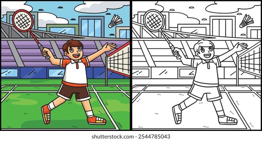 Badminton Player Bracing Shuttlecock Illustration