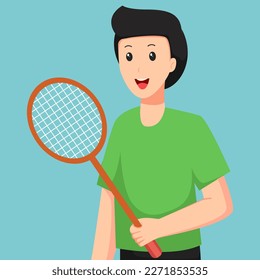 Badminton Player Character Design Illustration