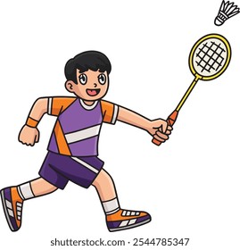 Jogador de Badminton perseguindo Shuttlecock Clipart