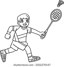 Badminton Player Chasing Shuttlecock Isolated 