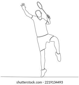 Badminton Player Continuous Line Drawing Vector Line Art