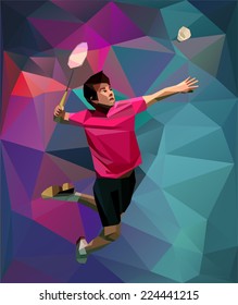 Badminton player during smash