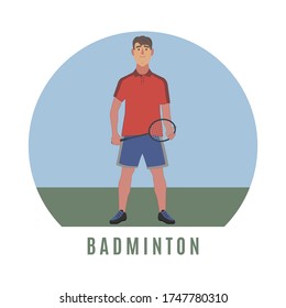 Badminton player. Flat style for you design