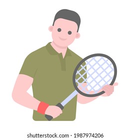 Badminton player flat vector, sports man