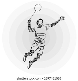  badminton player in floral ornament. vector illustration