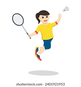 badminton player girl smash illustration