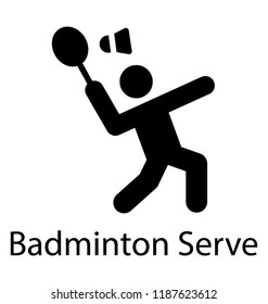 Badminton player holding a racquet ready to serve on tournament badminton court