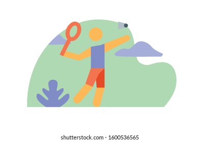 badminton player icon,modern vector character design,isolated white background