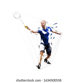 Badminton player, isolated vector silhouette, ink drawing