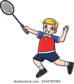 Jogador de Badminton pulando com um Clipart de Raquete