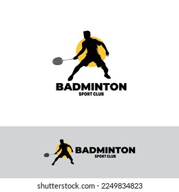 Badminton player logo design template