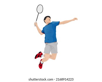 BADMINTON PLAYER MAN HIGH VECTOR