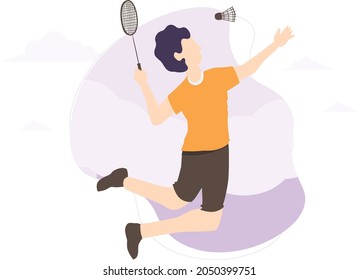 badminton player playing badminton in ground