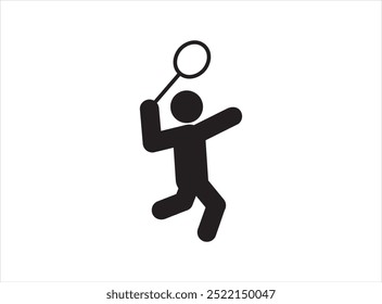 Badminton, badminton player, playing badminton icon isolated white