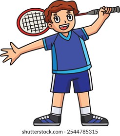 Jogador de Badminton com um Clipart de Raquete Colorido
