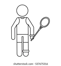  badminton player racket ouline