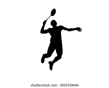 BADMINTON PLAYER SHILOUTTE HIGH VECTOR