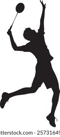 Badminton Player Silhouette design Dynamic Action Pose