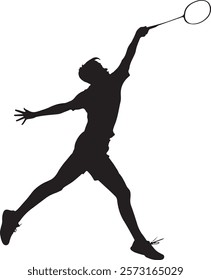 Badminton Player Silhouette design Dynamic Action Pose