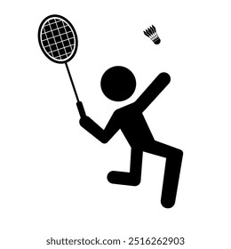 Icono de la silueta del jugador de bádminton. Vector.