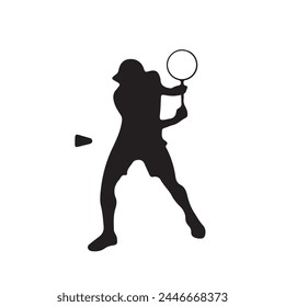 Badminton player Silhouette. playing badminton on a white background. Badminton player vector illustration.