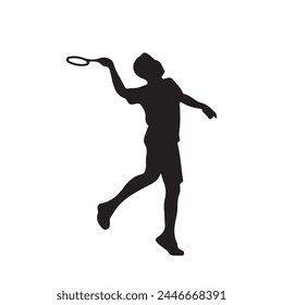 Badminton player Silhouette. playing badminton on a white background. Badminton player vector illustration.