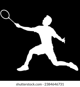 diseño del logo del archivo vector de la silueta del jugador de badminton