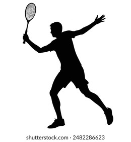 Ilustración vectorial de silueta de jugador de bádminton