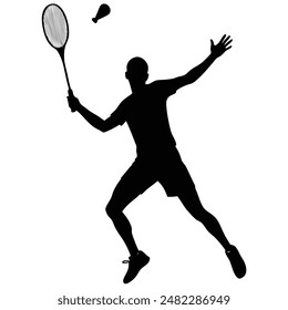 Badminton player silhouette vector illustration