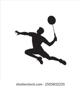 Badminton player silhouette vector illustration design on white background.